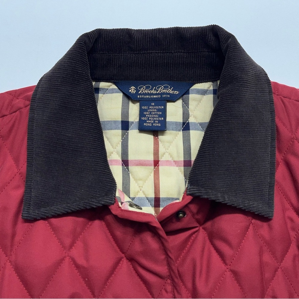 Brooks Brothers Diamond Quilted Jacket Womens Size 10 Insulated Corduroy Collar - Picture 7 of 14